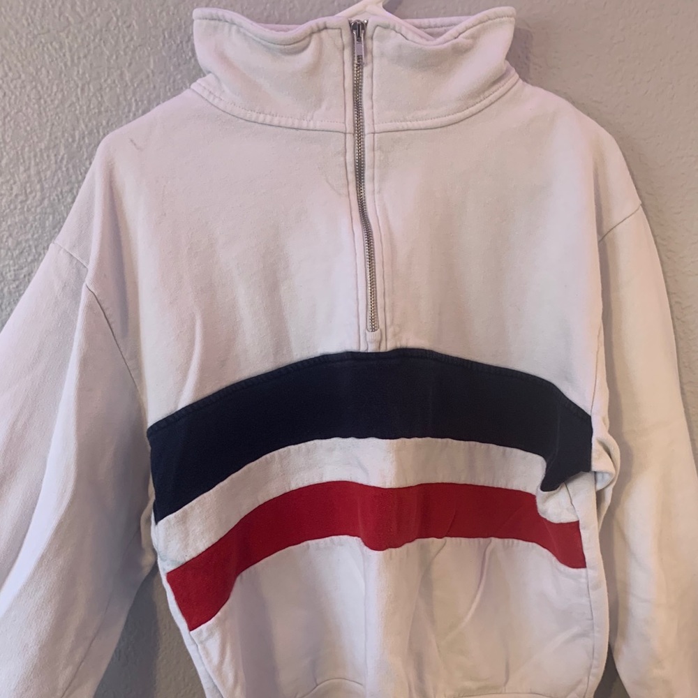 brandy melville striped quarter zip